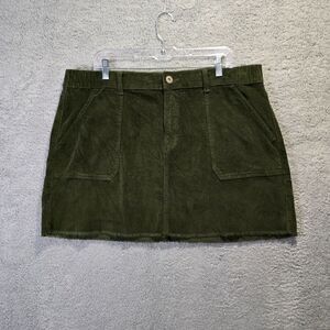 NOBO High Rise Green Corduroy Skirt, Frayed/Raw Hem, XXXL/3X/21 Y2K